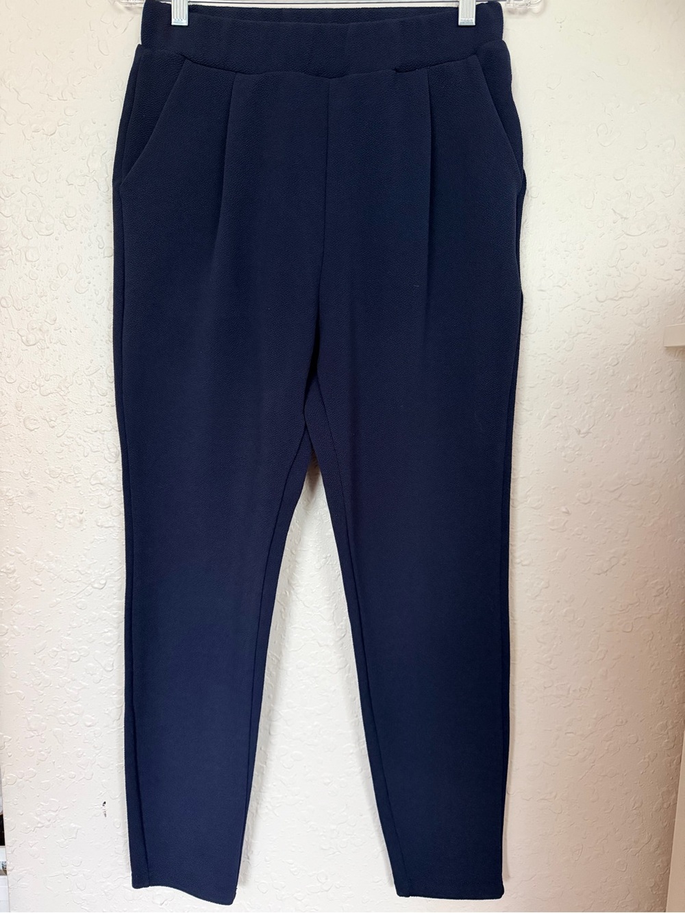 Petite Large Navy Slim-Tapered Knit Pants